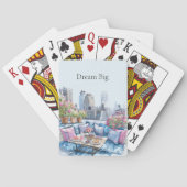 Chic Pink Blue Summer City View トランプ (裏面)