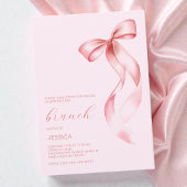 Chic Pink Bow Girly Galentine's Day Brunch Party 招待状