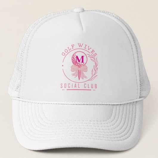 Chic Pink Bow Monogram Golf Wives Social Club キャップ (正面)