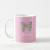 Chic Pink Bow Personalized Name Two-Tone Mug コーヒーマグカップ (左)