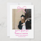 Chic Pink Bow University Graduation Party  招待状 (正面)