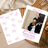 Chic Pink Bow University Graduation Party  招待状