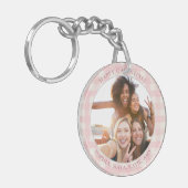 Chic Pink Check Typography Photo Galentine's Day キーホルダー (正面左)