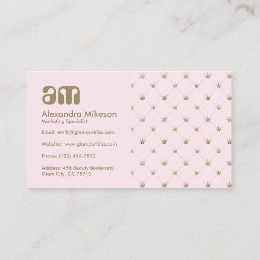 Chic Pink Crown Luxury 名刺 (裏面)
