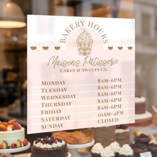 Chic Pink Cupcake Bakery Pastry Shop Store Hours ウィンドウサイン