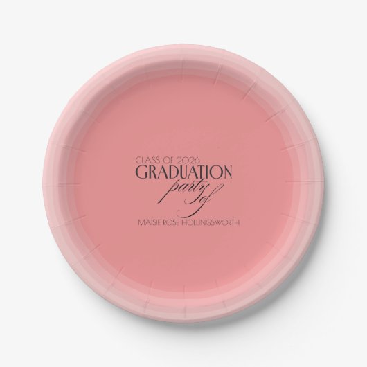 Chic pink customizable graduation party ペーパープレート (正面)