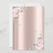 Chic Pink Floral Rose Gold 30th Birthday Party 招待状 (裏面)