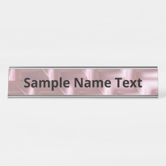 Chic Pink Geometric Desk Name Plate – Stylish デスクネームプレート (正面)