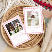 Chic Pink Gingham  Graduation Party 2026  招待状