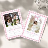 Chic Pink Gingham  Graduation Party 2026  招待状