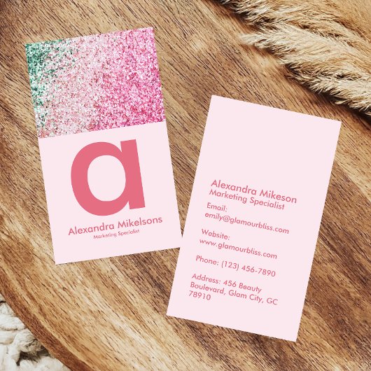 Chic Pink Glitter Aesthetic 名刺