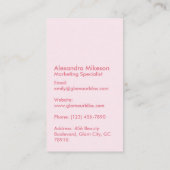 Chic Pink Glitter Aesthetic 名刺 (裏面)