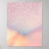 Chic Pink Glitter Iridescent Holographic Gradient ポスター (正面)