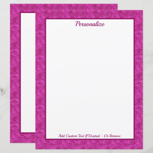 Chic Pink Glitter Zebra Pattern Personalized (正面/裏面)