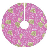 Chic Pink Gold Diamonds Christmas ブラッシュドポリエステルツリースカート (正面)