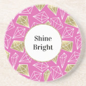 Chic Pink Gold Diamonds Glitter コースター (正面)