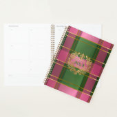 Chic Pink Green Plaid Monogram Personal Planner プランナー手帳 (ディスプレー)