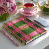Chic Pink Green Plaid Monogram Personal Planner プランナー手帳