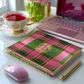 Chic Pink Green Plaid Monogram Personal Planner プランナー手帳