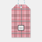 Chic Pink & Grey Plaid Fashion Pattern Party ギフトタグ (裏面)