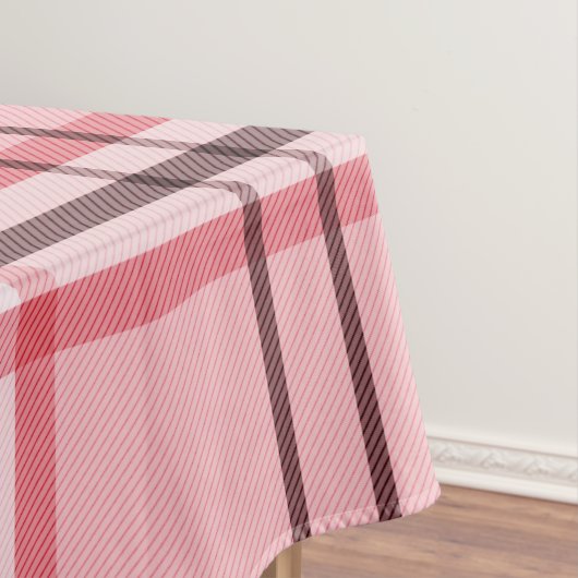Chic Pink & Grey Plaid Fashion Pattern Party テーブルクロス (インサイチュ)