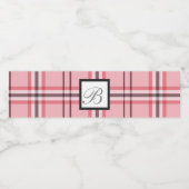 Chic Pink & Grey Plaid Fashion Pattern Party ペットボトルラベル (シングルラベル)