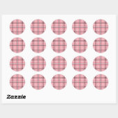 Chic Pink & Grey Plaid Fashion Pattern Party ラウンドシール (シート)