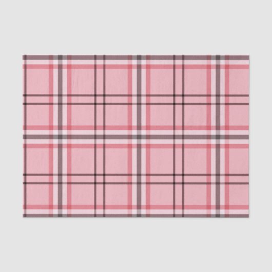 Chic Pink & Grey Plaid Fashion Pattern Party 薄葉紙 (正面)