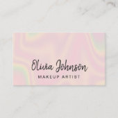 Chic Pink Holographic Makeup Artist Business Card 名刺 (正面)