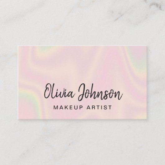 Chic Pink Holographic Makeup Artist Business Card 名刺 (正面)