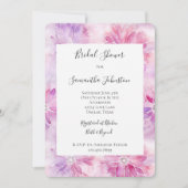 Chic Pink Lavender Floral Bridal Shower 招待状 (正面)