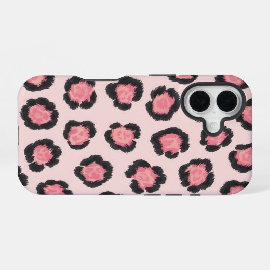 Chic Pink Leopard Print  iPhone 16ケース (裏面横)