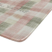 Chic Pink Mint Cream Plaid Stripes   カッティングボード (角)