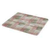 Chic Pink Mint Cream Plaid Stripes   カッティングボード (角)