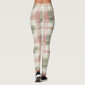 Chic Pink Mint Cream Plaid Stripes  レギンス (裏面)