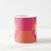 Chic Pink Orange Geometric Modern Monogram コーヒーマグカップ (中央)