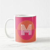 Chic Pink Orange Geometric Modern Monogram コーヒーマグカップ (左)