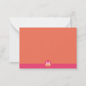 Chic Pink Orange Geometric Modern Monogram ノートカード (裏面)