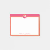 Chic Pink Orange Geometric Modern Monogram ポストイット (正面)