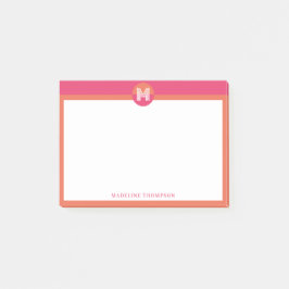 Chic Pink Orange Geometric Modern Monogram ポストイット