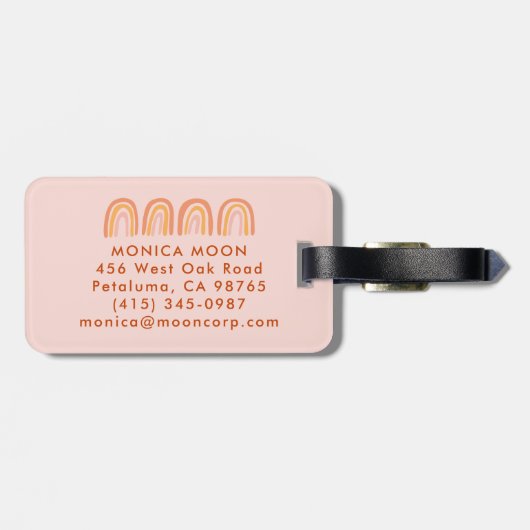Chic Pink Orange Rainbows PERSONALIZED CUSTOM NAME ラゲッジタグ (裏面横)