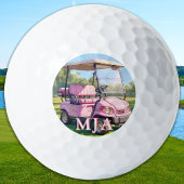 Chic Pink Personalized Golf Cart Custom Monogram  ゴルフボール
