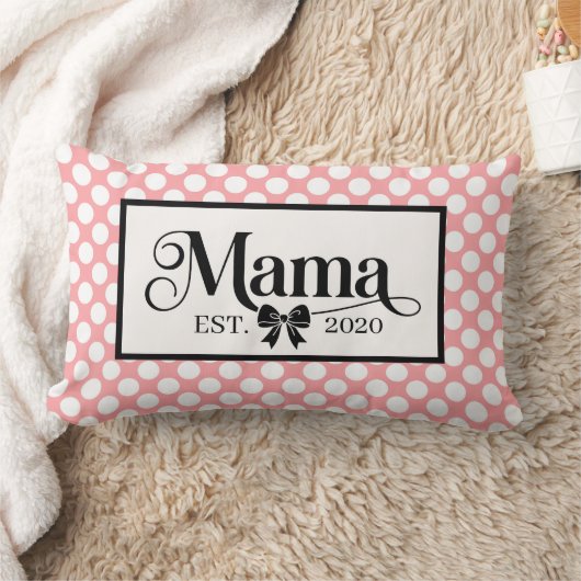 Chic Pink Polka Dot Custom Mama Keepsake ランバークッション (ブランケット)