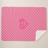 Chic Pink Red Hearts Personalized Valentine Gift シェルパブランケット (正面(横))