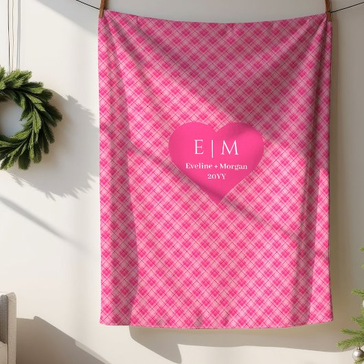 Chic Pink Red Hearts Personalized Valentine Gift シェルパブランケット