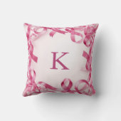 Chic Pink Ribbon Awareness Frame Monogrammed クッション (裏面)