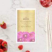 Chic Pink Rose Floral Gold Crown Quinceañera (インサイチュ)