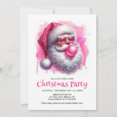 Chic pink santa chewing gum watercolor Christmas  招待状 (正面)