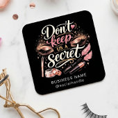 Chic Pink Script Referral Business Card QR Code スクエア名刺