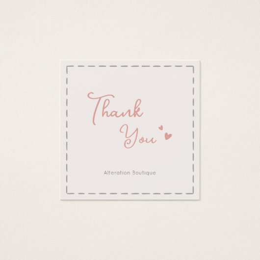 Chic Pink Sewing Business Thank You Card (正面)
